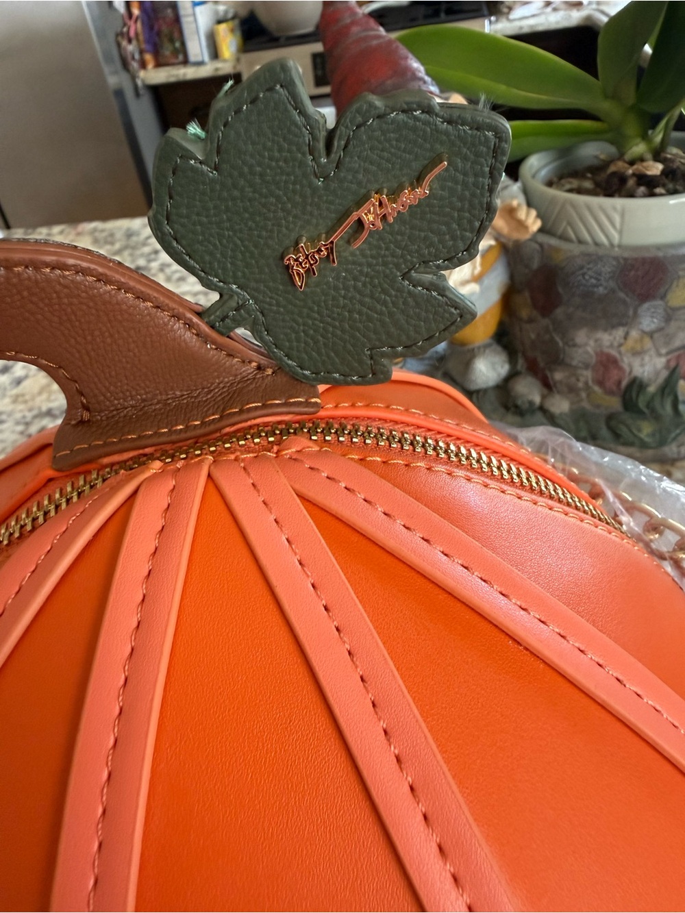 NEW Betsey Johnson Kitsch NO GUTS NO GLORY Pumpkin Crossbody In Orange - Picture 14 of 16